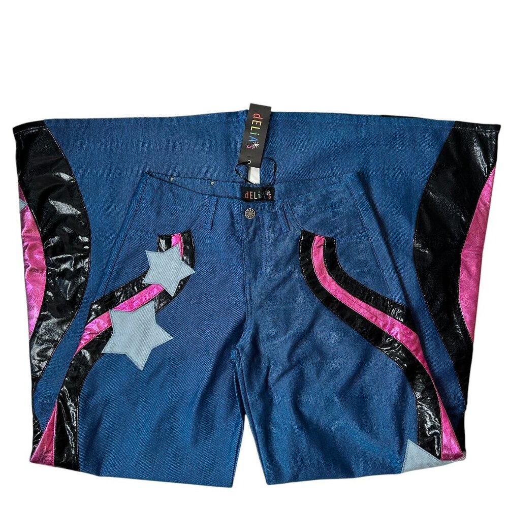 Dolls Kill Delia's NWT Superstar Behavior Wide Leg Phat Pants Rave Jeans Small